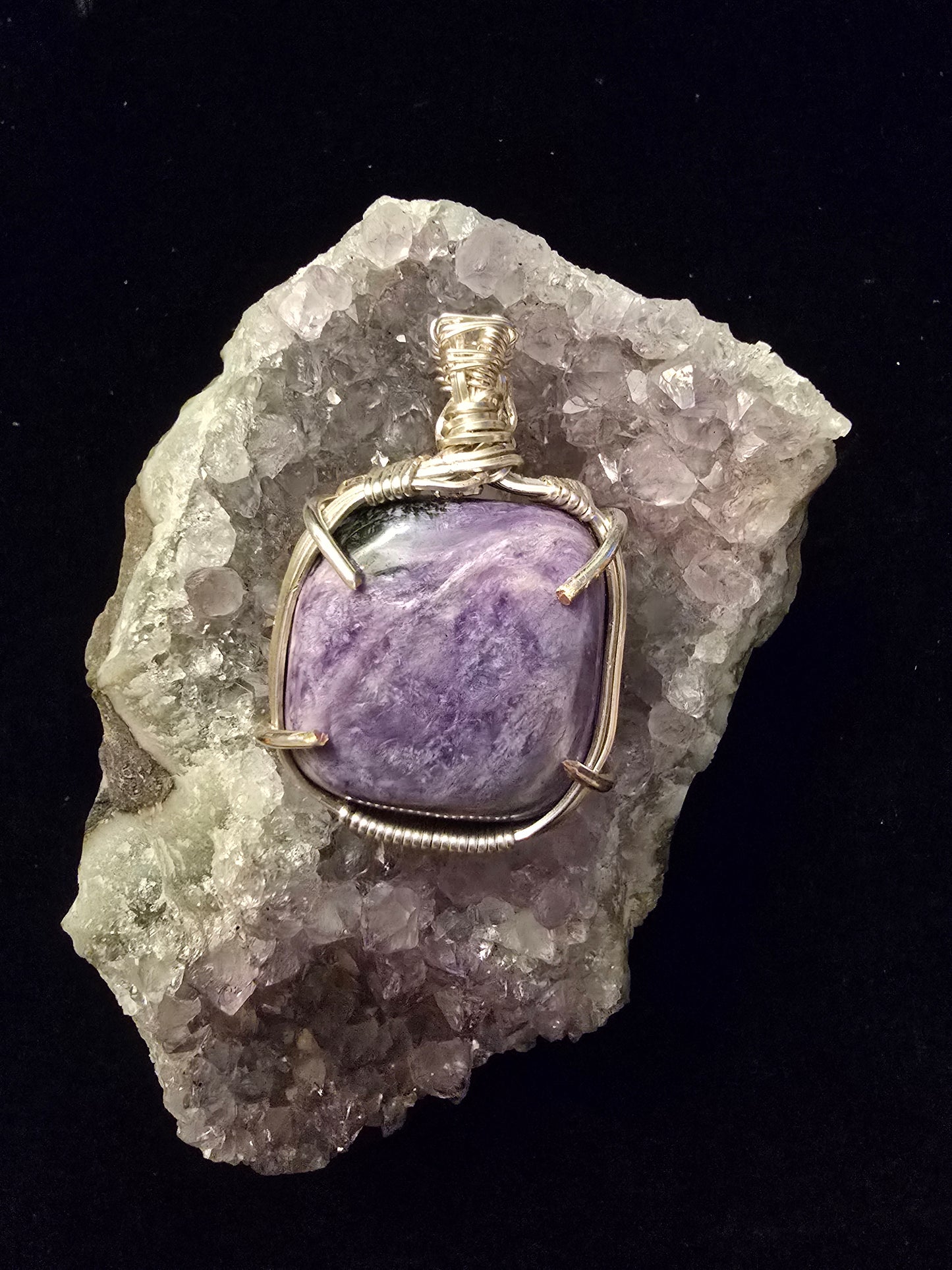 "Lavender Dreams" Wire-Wrapped Charoite Pendant