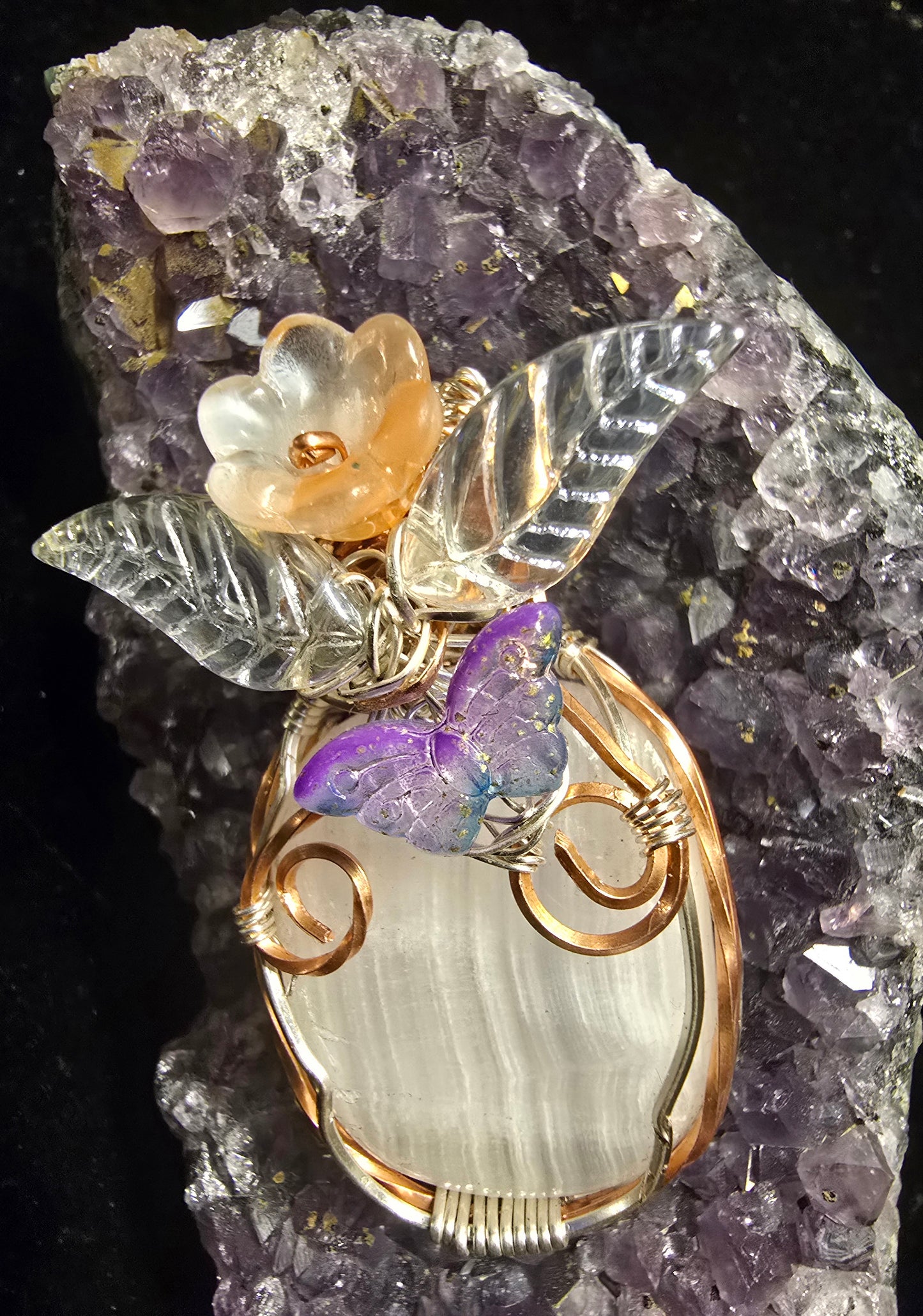 "Spring Whisper" Selenite Butterfly Pendant