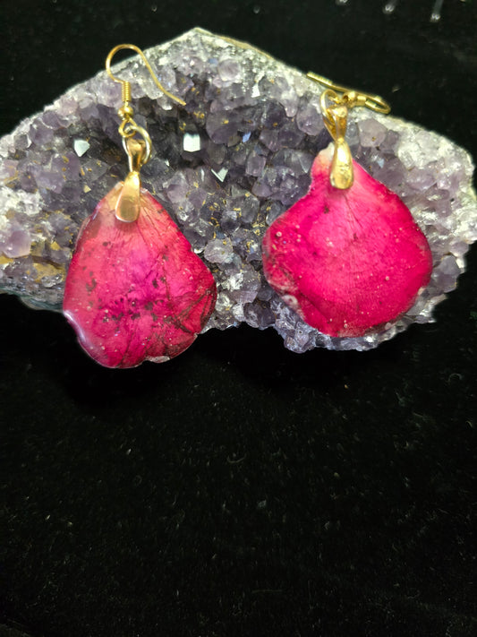 Red Rose Earrings accented by gold