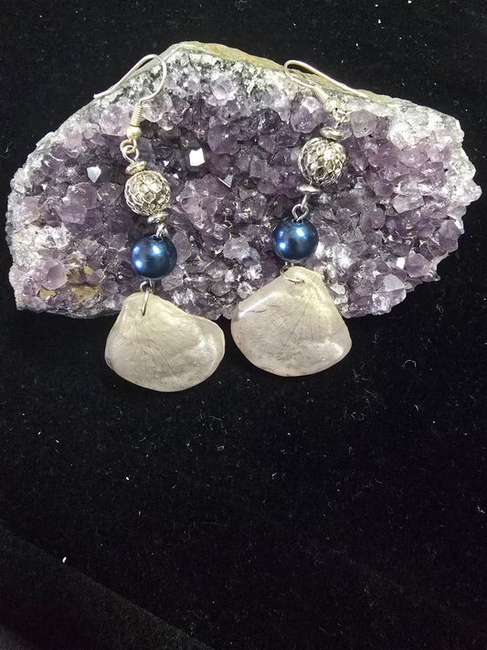 White Rose Petal &amp; Midnight Pearl Dangle Earrings – Nature’s Grace Collection