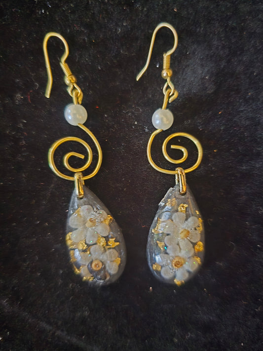 Golden Petal Spiral Earrings