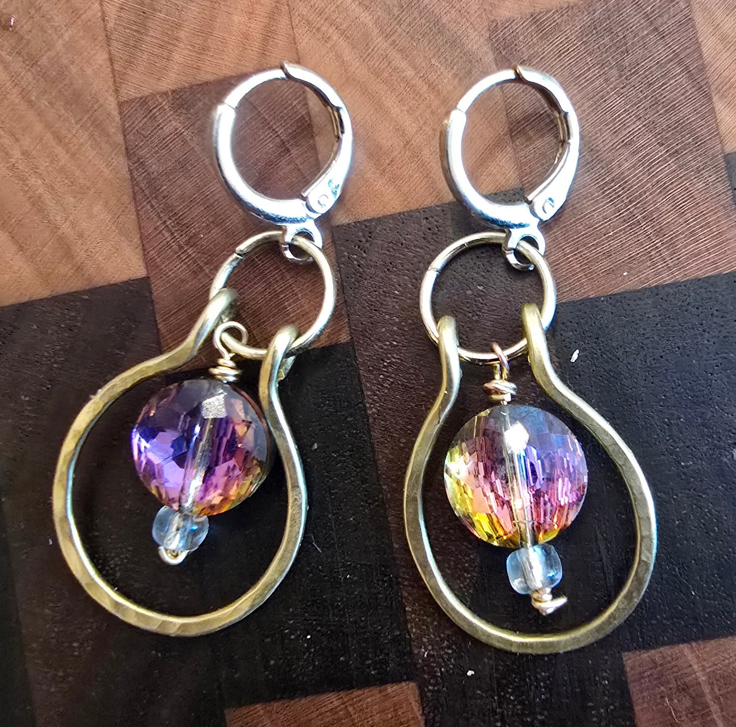 Twilight Prism Brass Drop Earrings