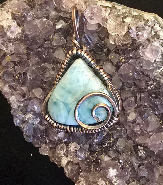 Larimar Copper Pendant – “Sea Calm” Collection